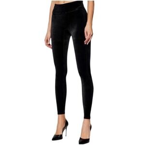 Spanx Black Velvet High Waisted Leggings Womens L Luxe Chic Cozy Whimsigoth
